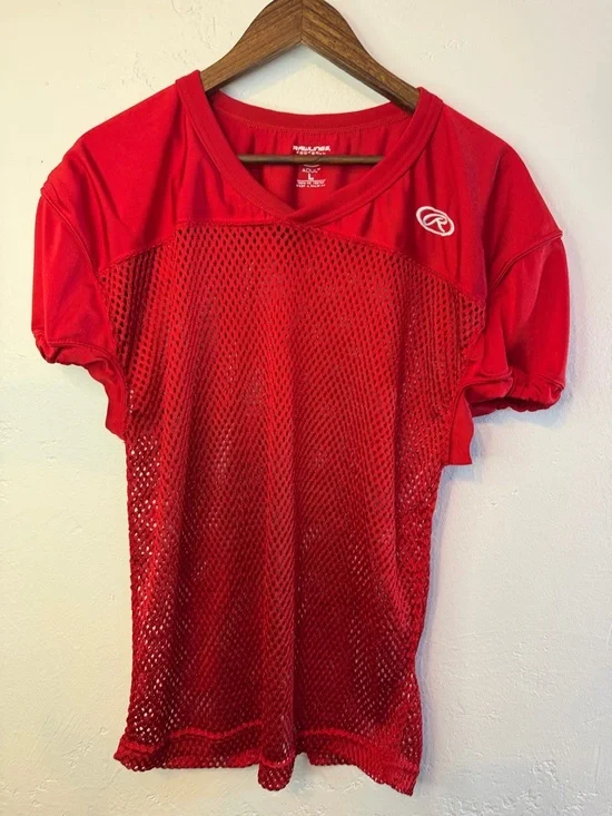 Rawlings Red Adult Football Jersey with White Logo - Picture 1 of 3